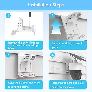 ビニールサイディングマウント 2個パック Eufy SoloCam S340/E30/E42 & Eufy 4G LTE Cam S330対応 ステンレススチールアウトドアブラケット ドリル不要の取り付け 耐候性 賃貸人に優しい ホワイト