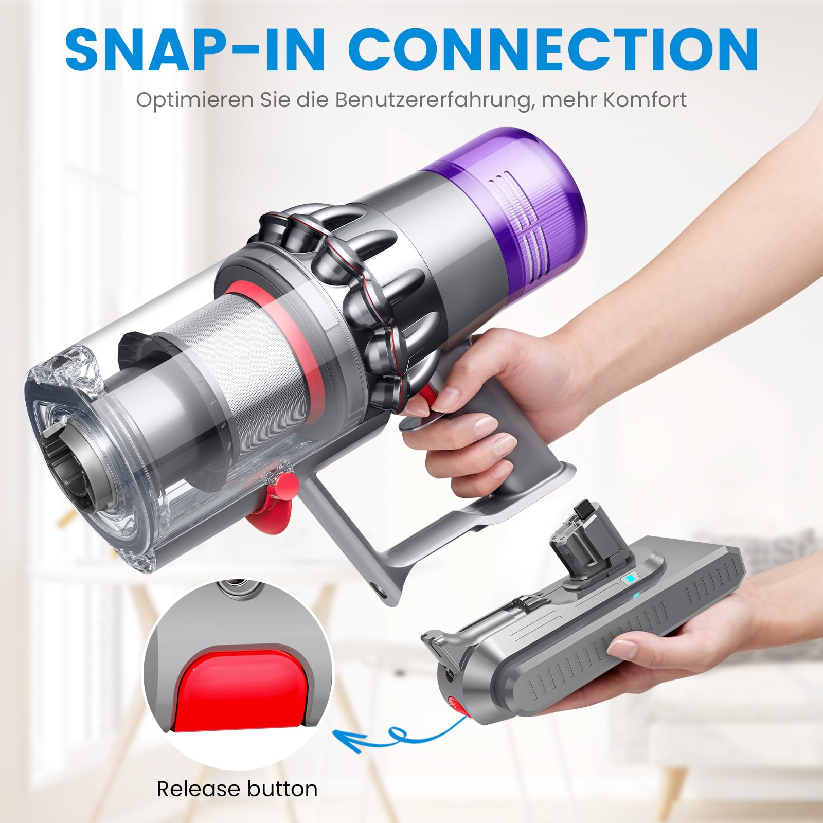 Klickstil SV15 3900mAh V11 Akku für Dyson mit Ladegerät, Ersatzakku für V11 Torque Drive Outsize Absolute Extra V15 Detect Absolute Extra SV15 SV16 SV22 Handheld Akku Staubsauger