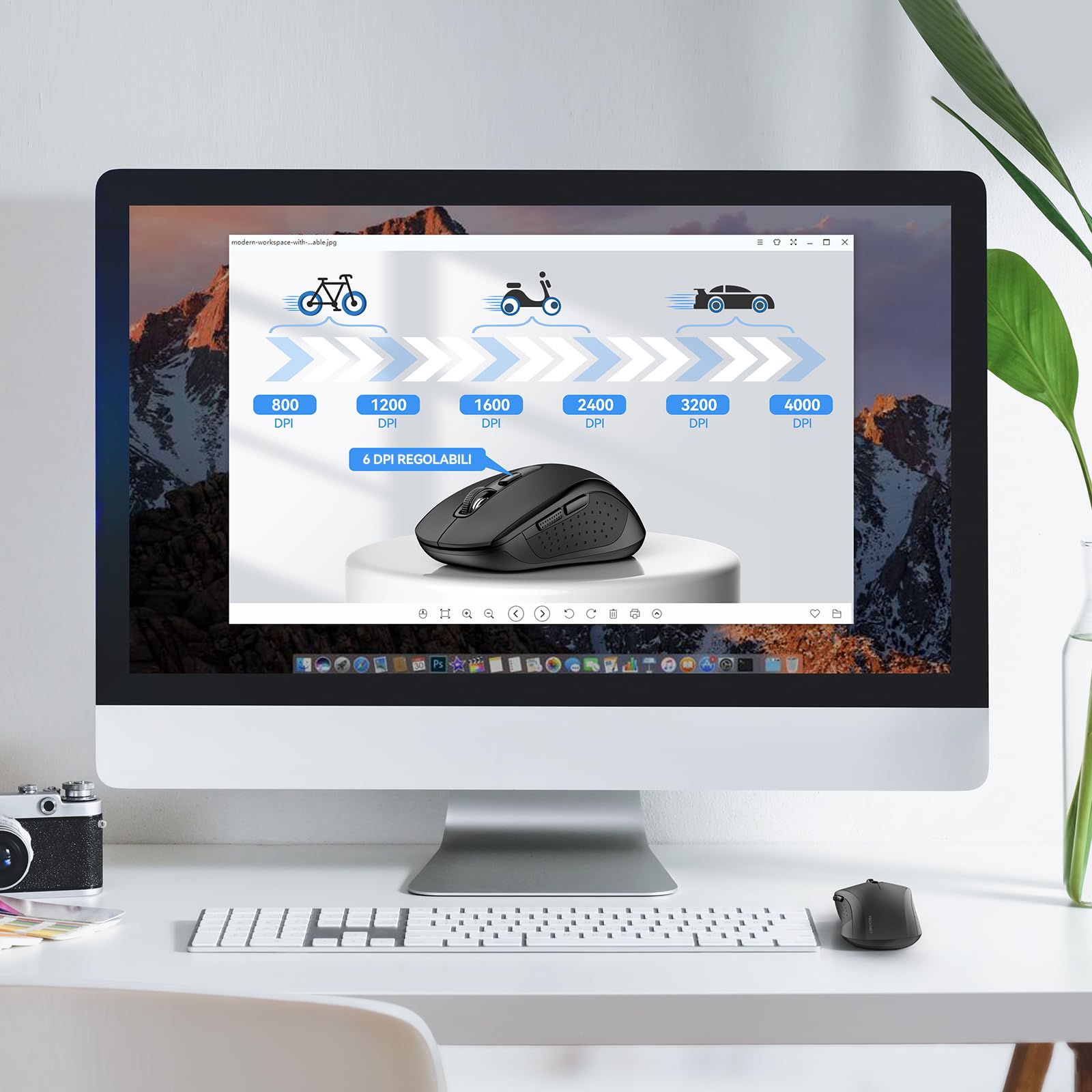 TECKNET Mouse Bluetooth 5.0 e 3.0, 3 Modalità, Mouse Ottico Portatile Wireless 2.4G con Ricevitore USB Nano, 4000 DPI per Laptop, MacBook, PC, Windows, Android,Nero