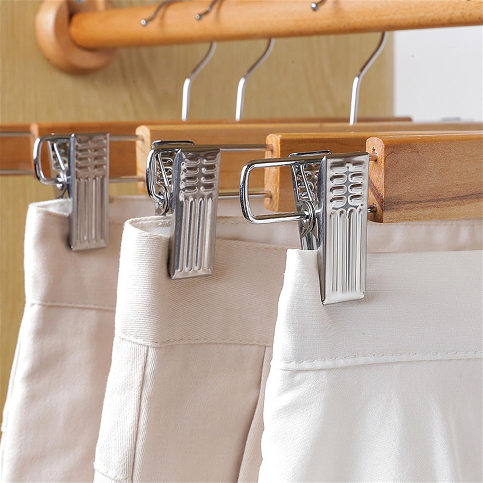 Hosenbügel Hosenhalter aus Massivholz, Hosenclip, Haushalts-Hosenclip, for Aufhängen von Damenröcken, multifunktional, mit Clip, Hosenclip-Kleiderbügel Hosenbügel Platzsparend(30x1.2CM)