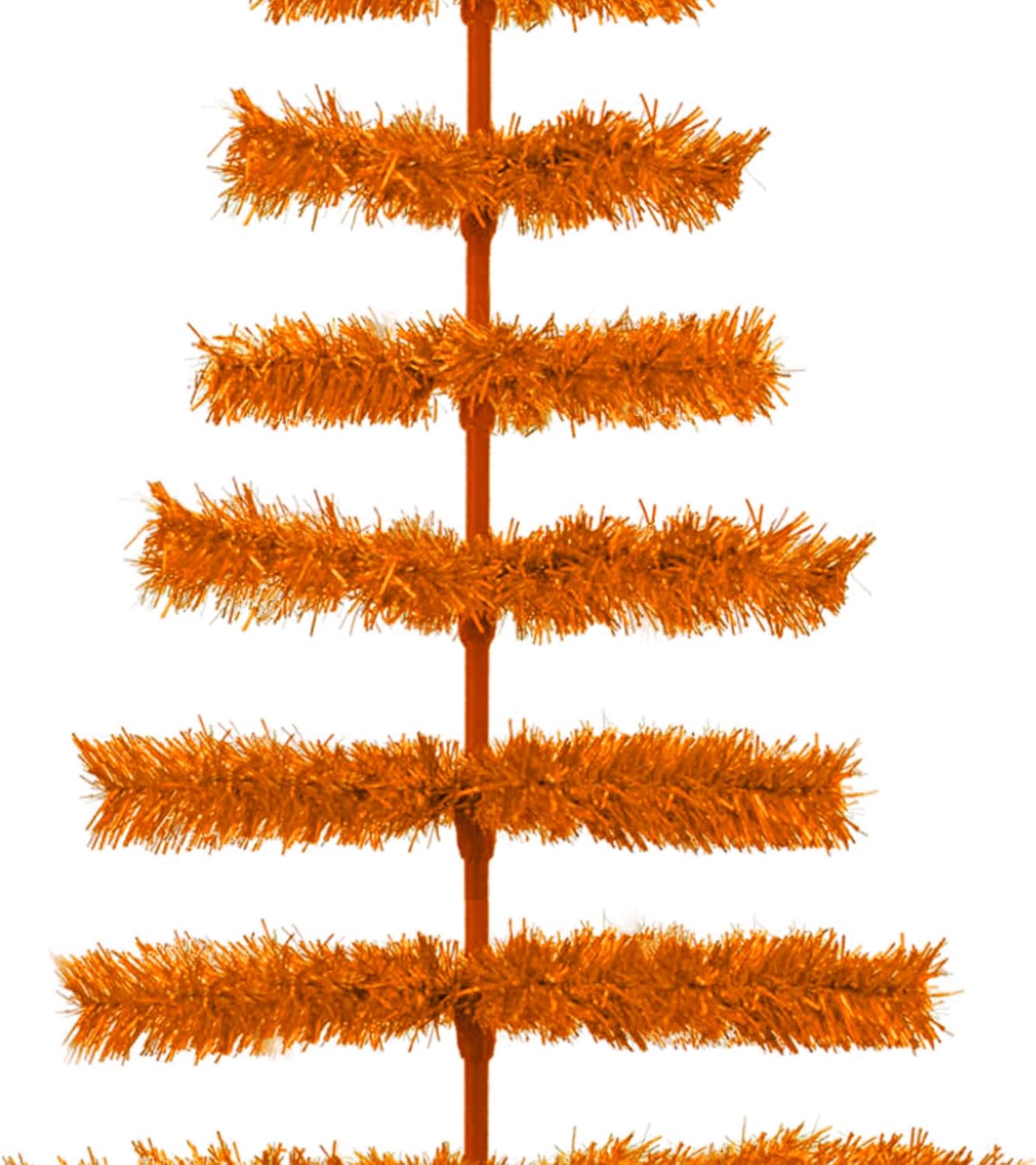 5FT Orange Tinsel Christmas Tree Green Metal Base Artificial Brush Stand Included, 60in Tall