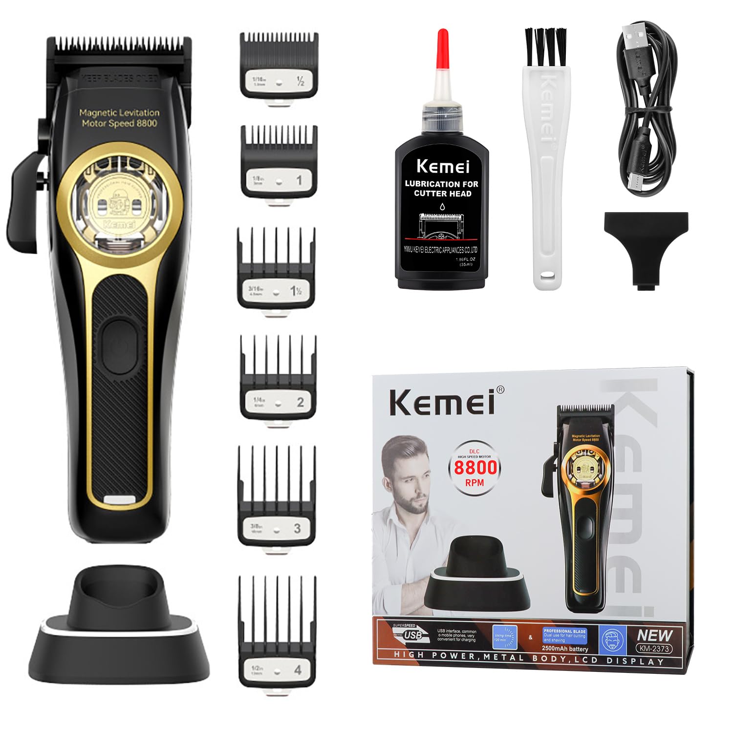 KEMEI Tagliacapelli professionale da uomo, tagliacapelli per taglio capelli, tagliacapelli da barbiere, tagliacapelli ricaricabile senza fili, tagliacapelli per taglio capelli, strumenti per tagliare
