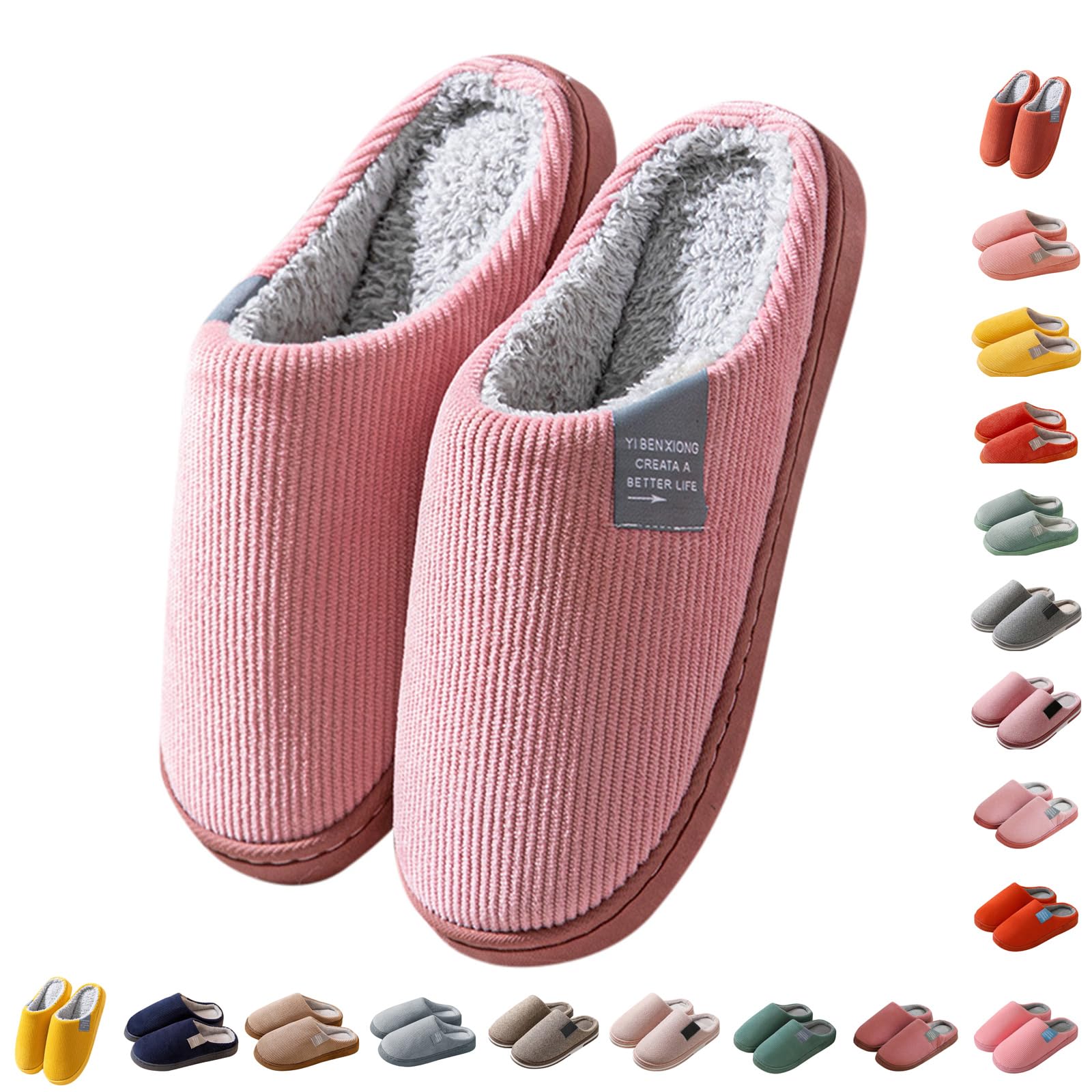 Generisch Hausschuhe Damen Herren Bequeme Plüsch-Pantoffeln Zero-Drop Flache Sohle Pantoffeln Herbst Winter Wärme Hüttenschuhe Paare Rutschfest Geschlossene Filzpantoffeln Mit Fleece Gefüttert
