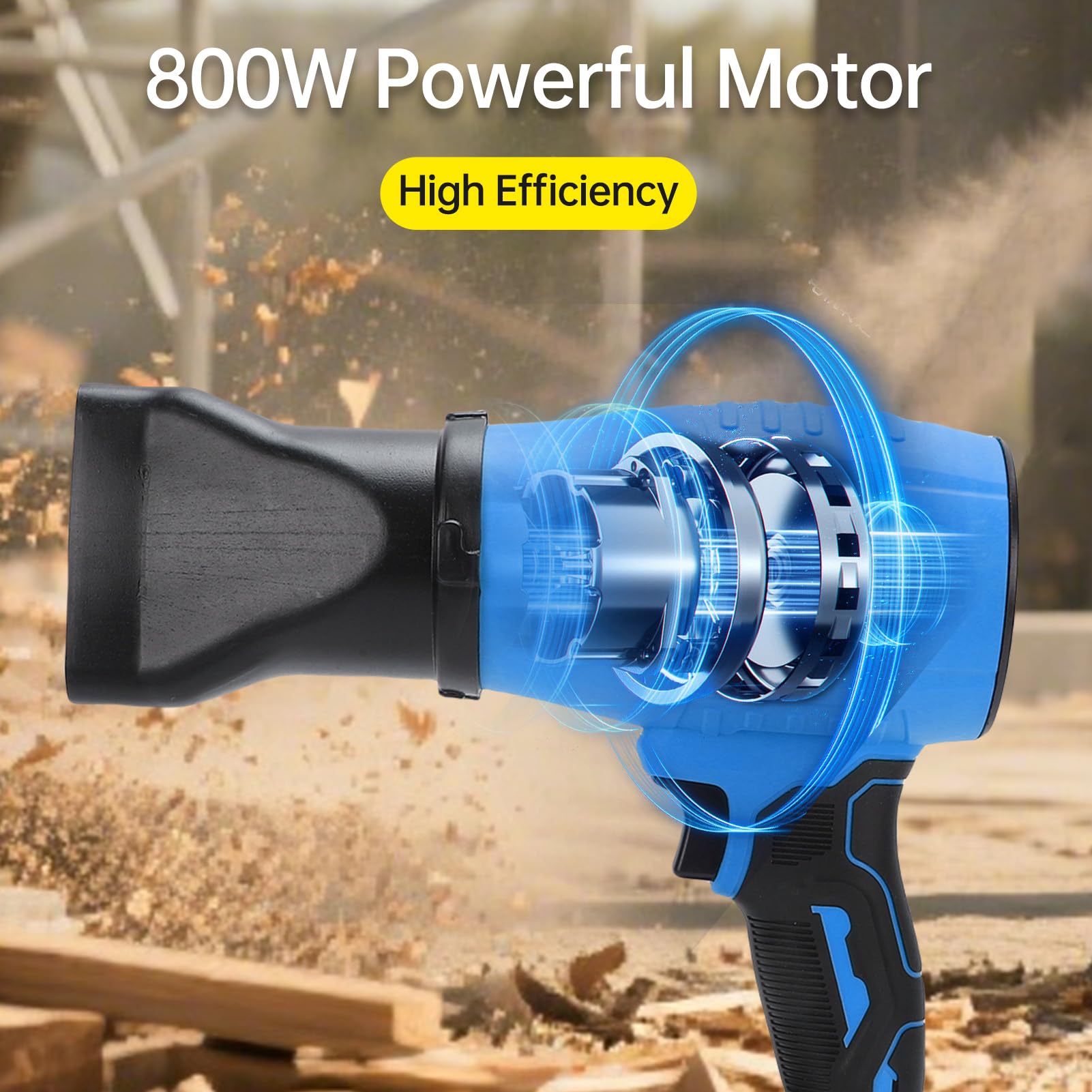 Soplador de Hojas Potente soplador de Aire inalámbrico 33000 RPM Control de Velocidad Continuo 2 Tubos de extensión para Viajes de Camping al Aire Libre Viene con 2 baterías