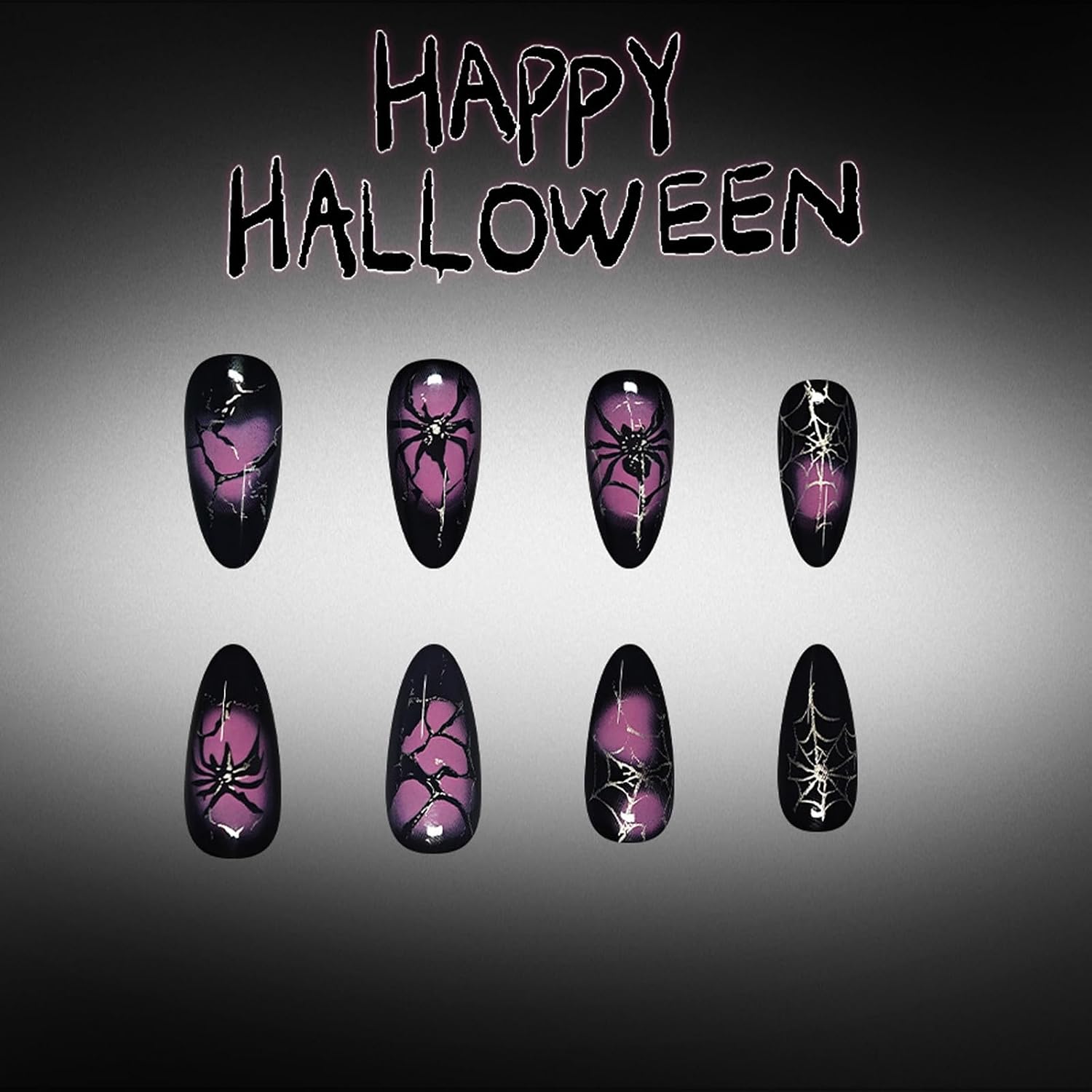 ABS Halloween Press on Manicure 24 Piece Web Artwork Tip Set