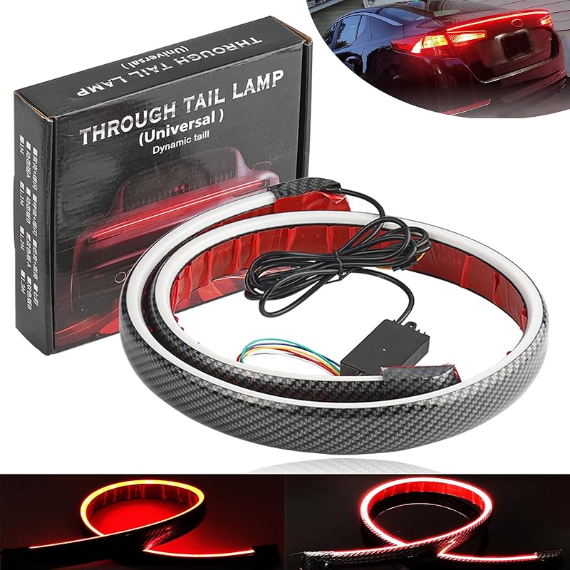Barra de Luz de Freio LED AUTOXBERT 110 cm Vermelha e Âmbar Sequencial 12 V para Traseira