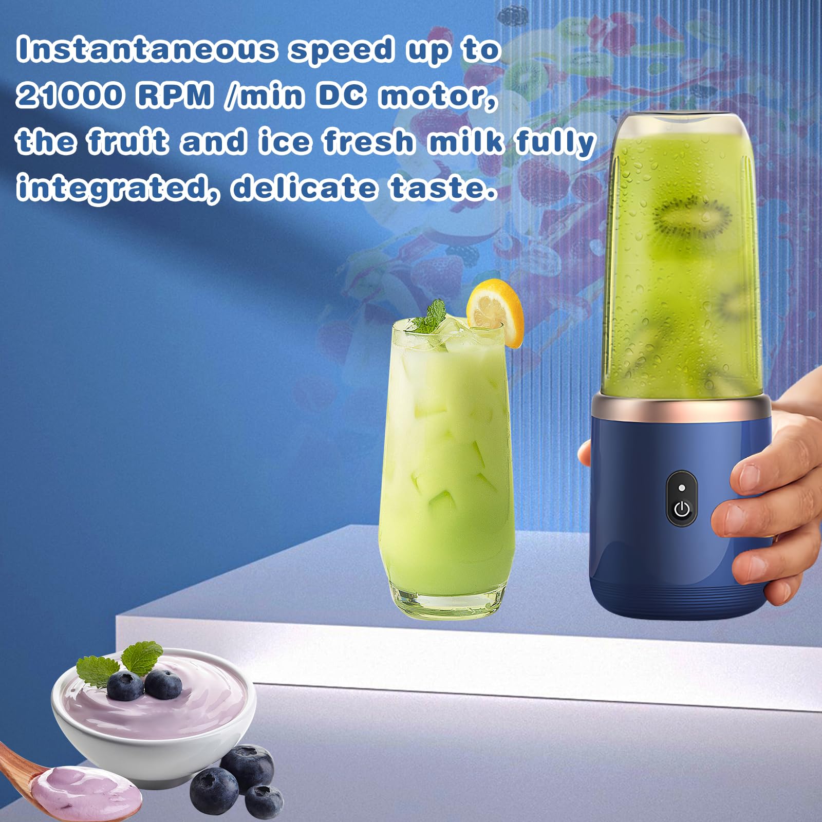 Vegena Mixeur Portable, 400 Ml Mini Mixeur Mini Blender, Rechargeable Usb Portable Blender 6 Lames Et Brosse De Nettoyage Fruits Et Légumes Shakes Et Smoothies, Sport, Voyage Et Cuisine (Blue Vegena Mixeur Portable, 400 Ml Mini Mixeur Mini Blender, Rechargeable Usb Portable Blender 6 Lames Et Brosse De Nettoyage Fruits Et Légumes Shakes Et Smoothies, Sport, Voyage Et Cuisine (Blue