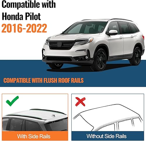 Miniatura 4 de Barras transversales de techo compatibles con Honda Pilot 2016-2022 con rieles empotrados, barras transversales de aluminio, bolsa de carga para