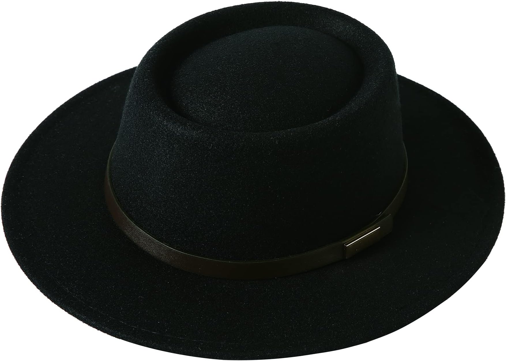Women Vintage Wide Brim Warm Wool Fedora Hat Belt Panama Hat Felt Jazz Hat