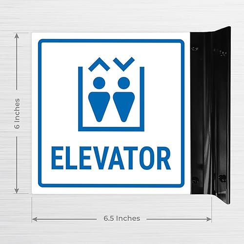 Miniatura 6 de Letrero de proyección de ascensor, doble cara, 6x6 pulgadas, ACM, con accesorio negro satinado, fabricado en Estados Unidos