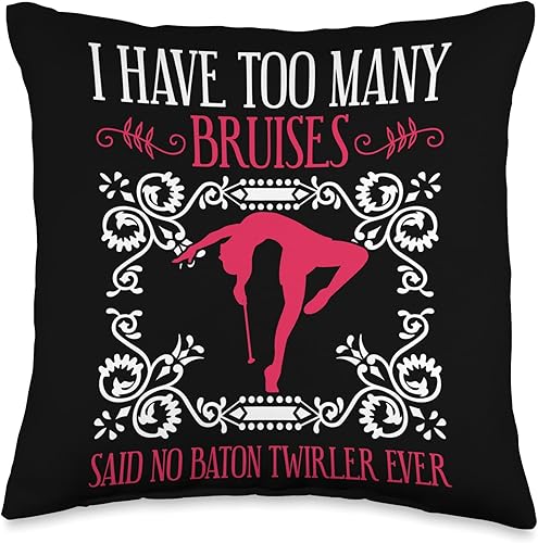 Vista 4 de Baton Twirling & Majorette Dance Designs Twirler Design for Baton Gymnastics Throw Pillow, 18x18, Multicolor