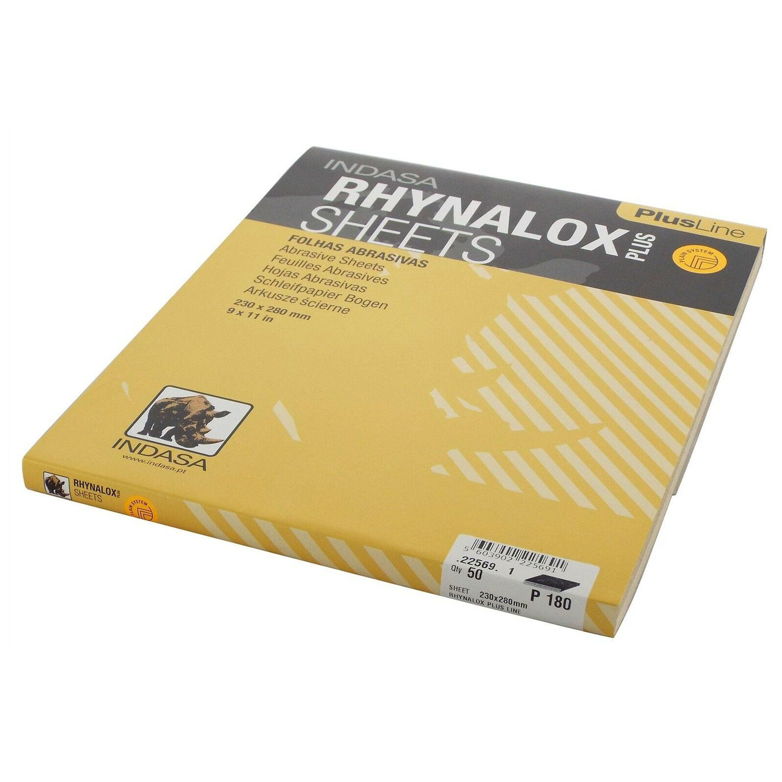 Indasa Beige Rhynalox Plusline Production Paper P180 Grit Sand Paper Sheets Pack 50 Automotive Refinishing Sandpaper Sanding Paper Sheets Solid 230Mm X 280Mm System