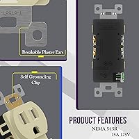 Vista 60 de ENERLITES Elite Series Duplex Receptacle with Screwless Wall Plate, Residential Grade Duplex Outlet, Tamper-Resistant, Grounding, 15A 125V, UL Silver