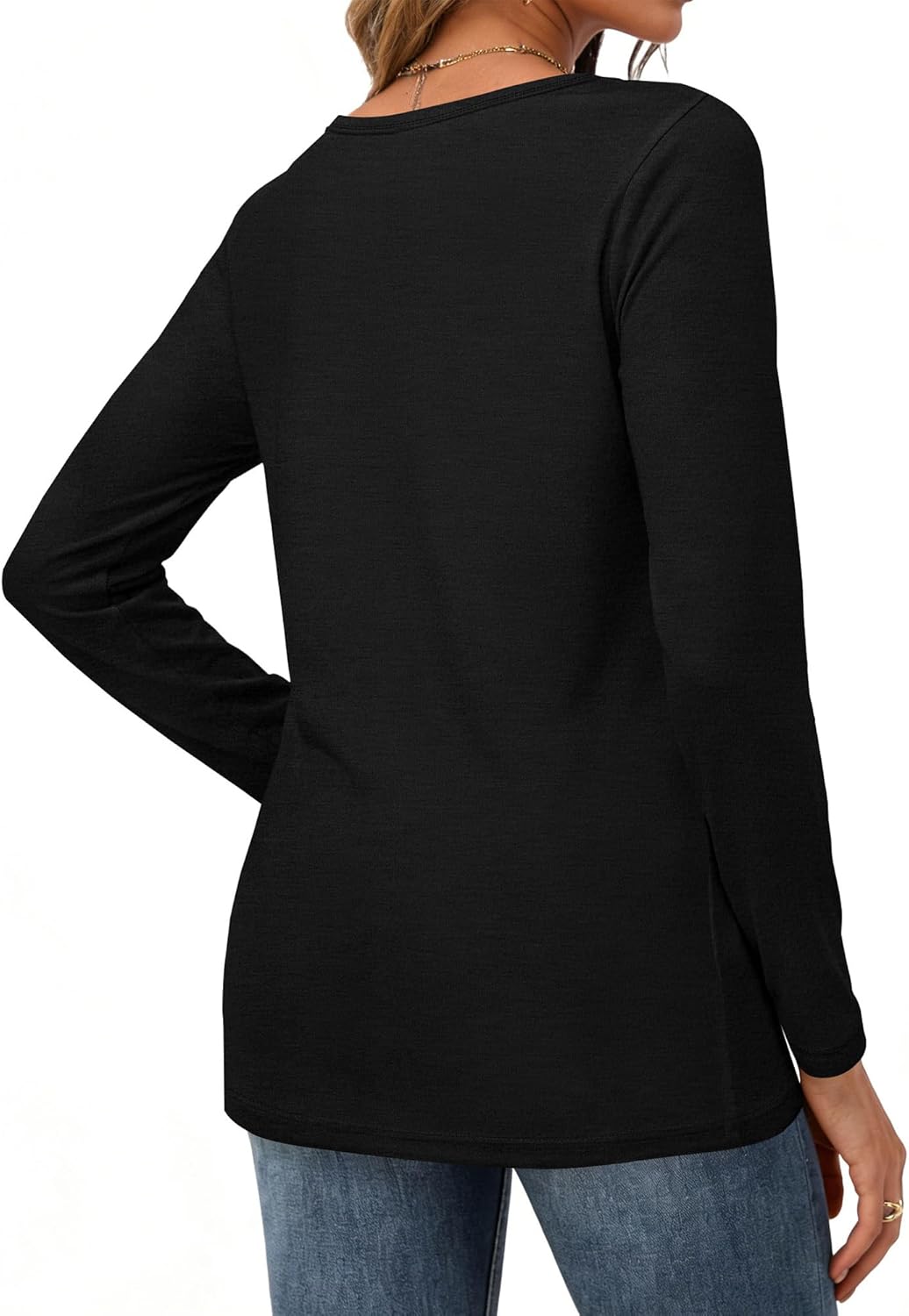 CHICGAL Women Long Sleeve Shirts Casual Dressy Crew Neck Soft Basic Tee Loose Fit Tunic Tops - Image 4