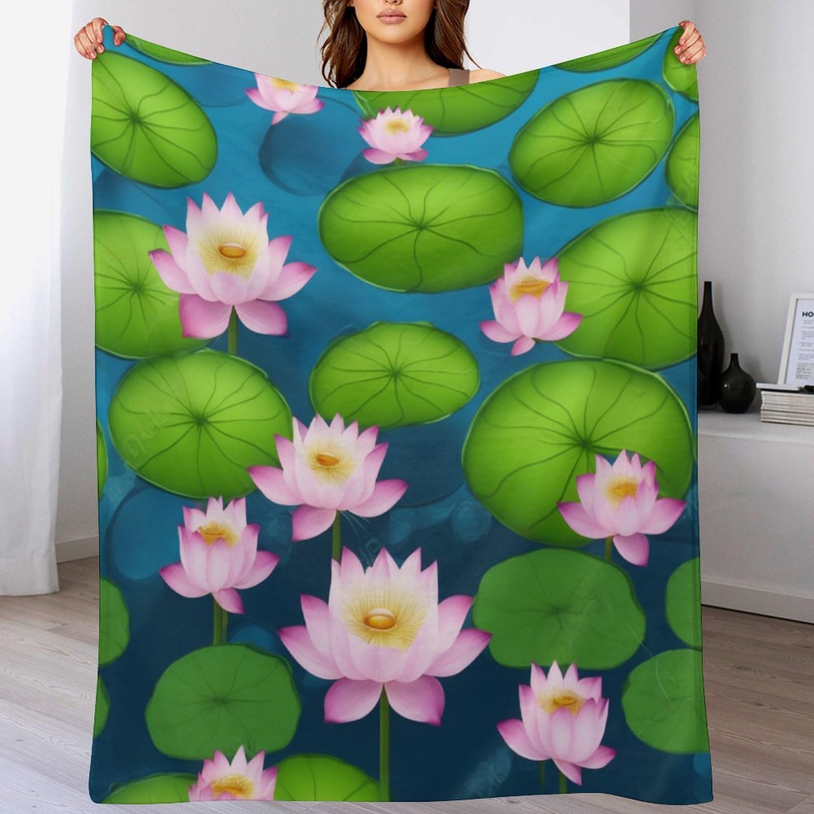 Couverture polaire lotus en flanelle douce 130x150cm pour lit et canapé