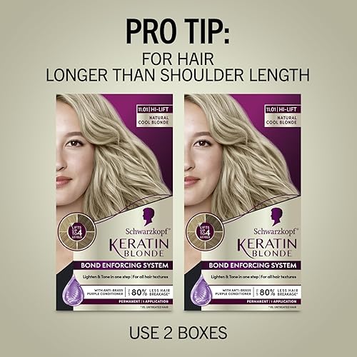 Miniatura 7 de Schwarzkopf - Tinte para el cabello rubio queratina, rubio fresco natural 11.01 Hight Lift, color permanente de cabello de calidad profesional,