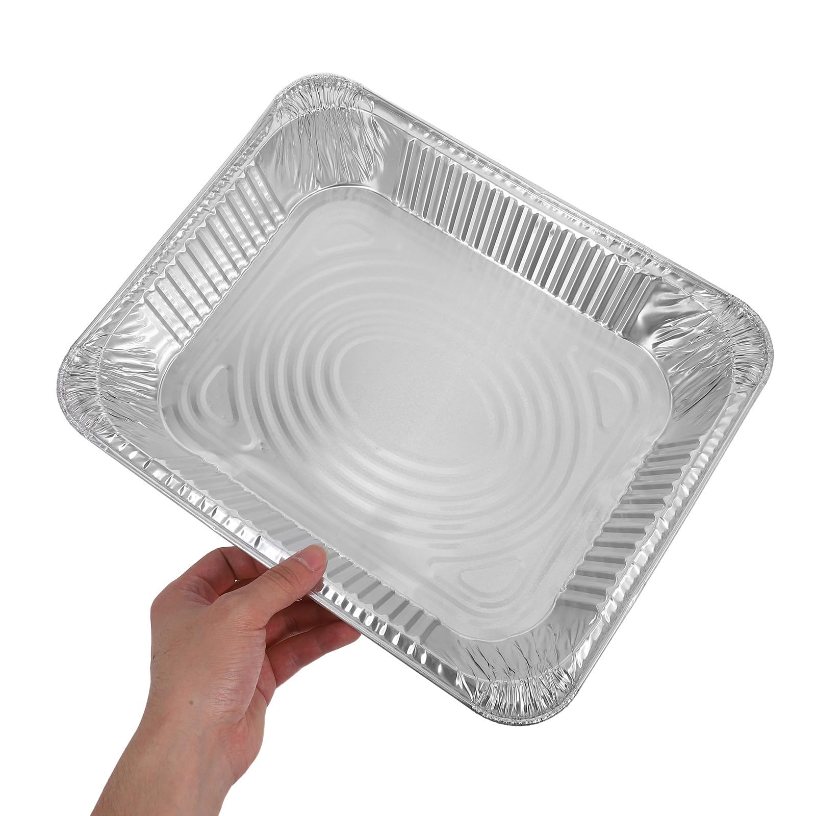 POPETPOP Bandejas Desechables de Aluminio Color Plata 30 para Hornear y Asar Alta Resistencia al Calor, Capacidad 2850ml Ideales para Barbacoas y Comida para Llevar