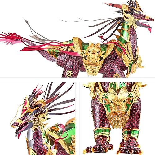 Vista 19 de Piececool Kit de modelos de rompecabezas de metal 3D, kit de construcción de metal de llama de dragón para adultos, rompecabezas de dragón 3D, kits