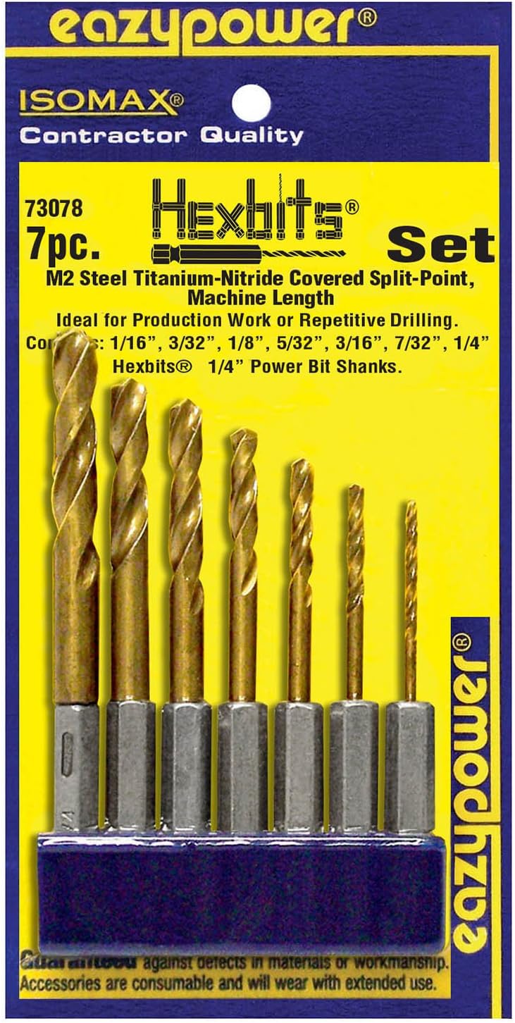 Eazypower 73078 Short High Speed Steel Hex Bits (7 Piece)