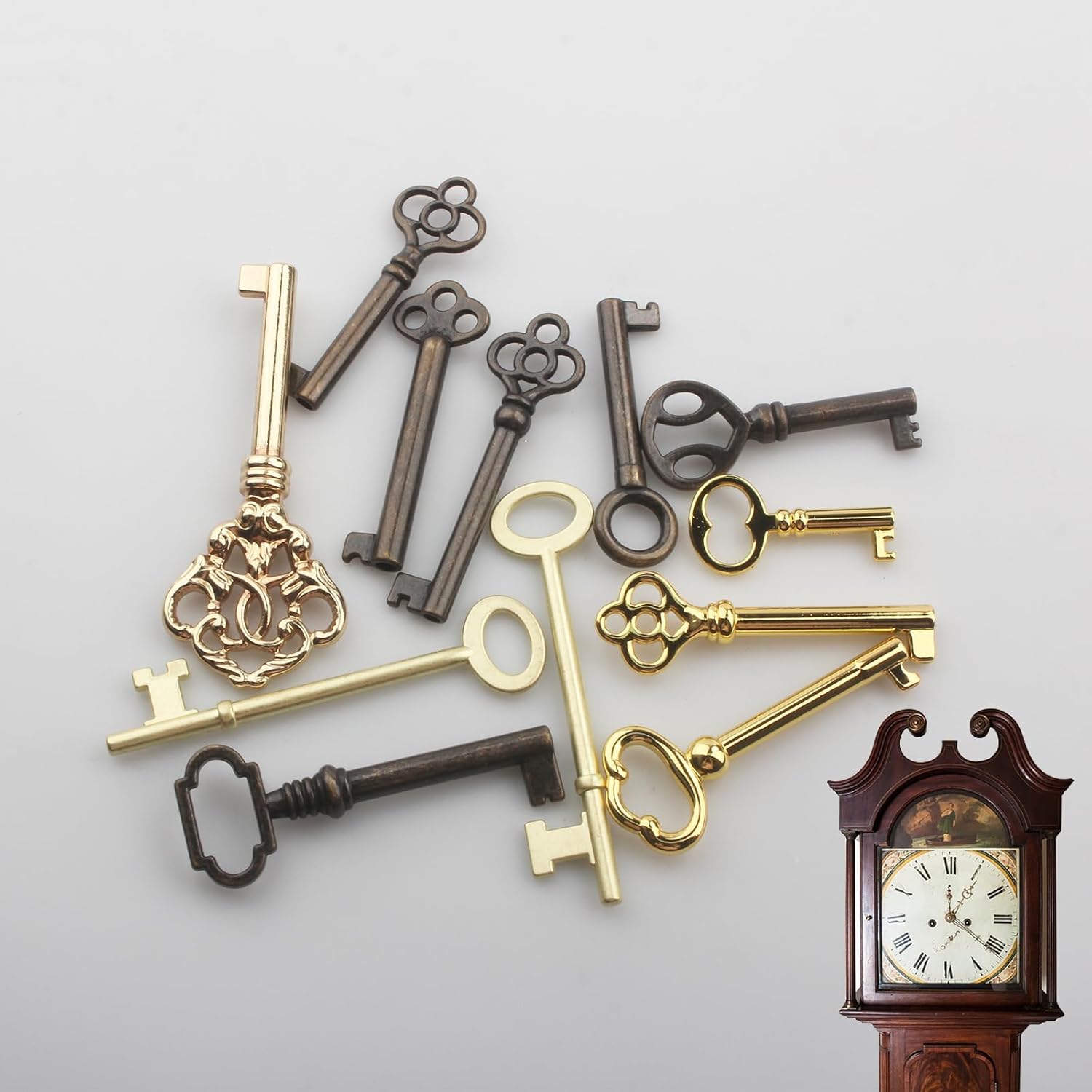 12Pcs Keys,Universal Skeleton Key Set for Antique Dresser, Chinese Cabinet, Antique Furniture and Old Style Cabinets or Doors, Collectible Gift Key Replacement