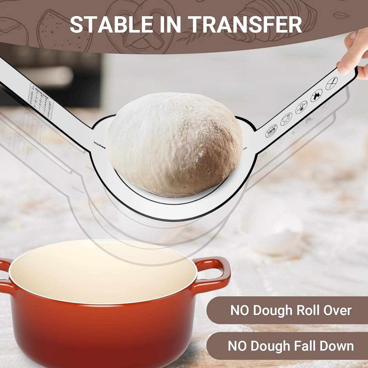 3 PCS Silicone Bread Slings for Dutch Oven, Reusable Sourdough Bread Sling with Long Handle, Non-Stick & Easy Clean Silicone Baking Mats, Heat Resistant Silicone Slings for Bread Baking