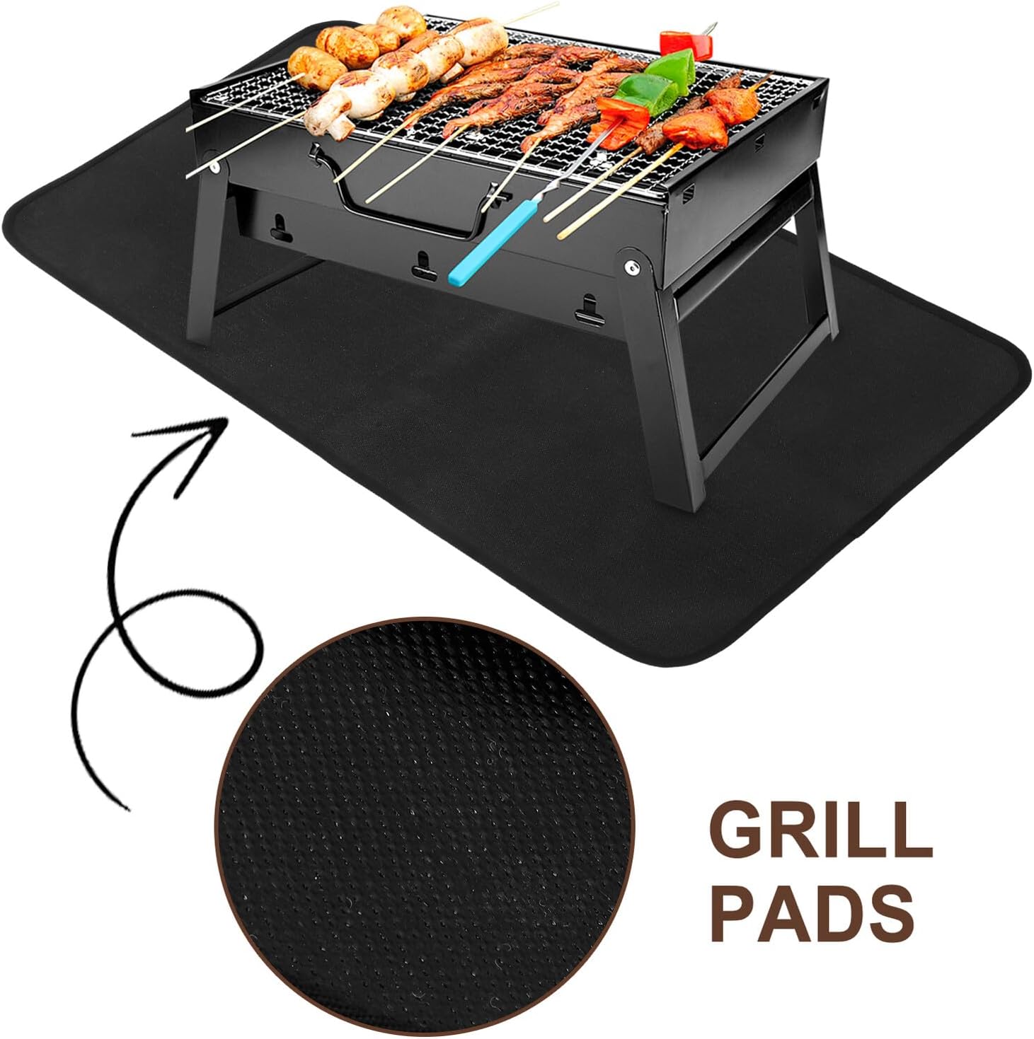 NUOBESTY Heat Resistant Grill Deck Protector Mat for Outdoor BBQ, Fireproof Patio Floor Mat 1mm Thick 102x50cm Grass and Fireplace Protection Pad