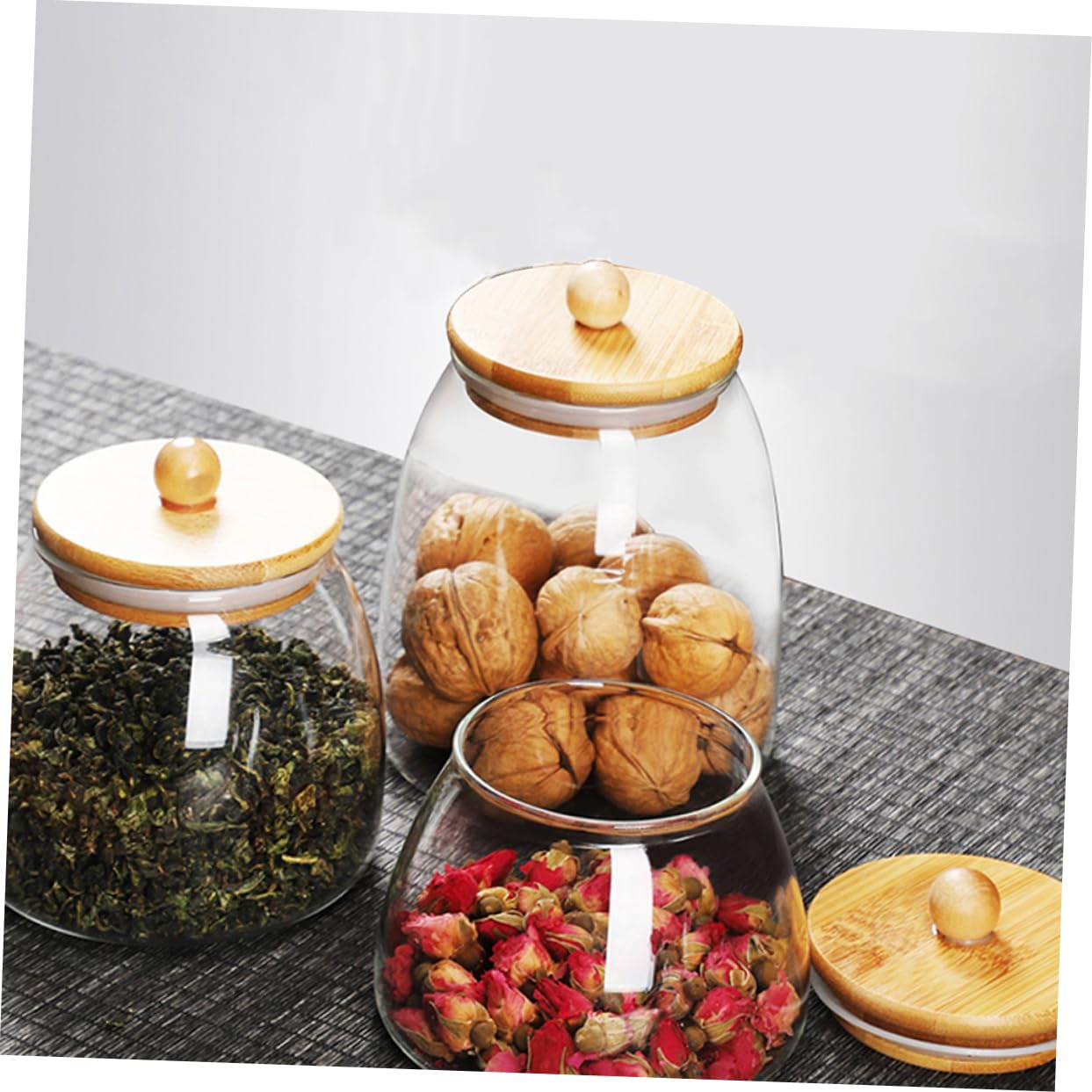 LIFKOME Barattolo in Vetro Borosilicato 900ml, 2 Pezzi con Coperchio