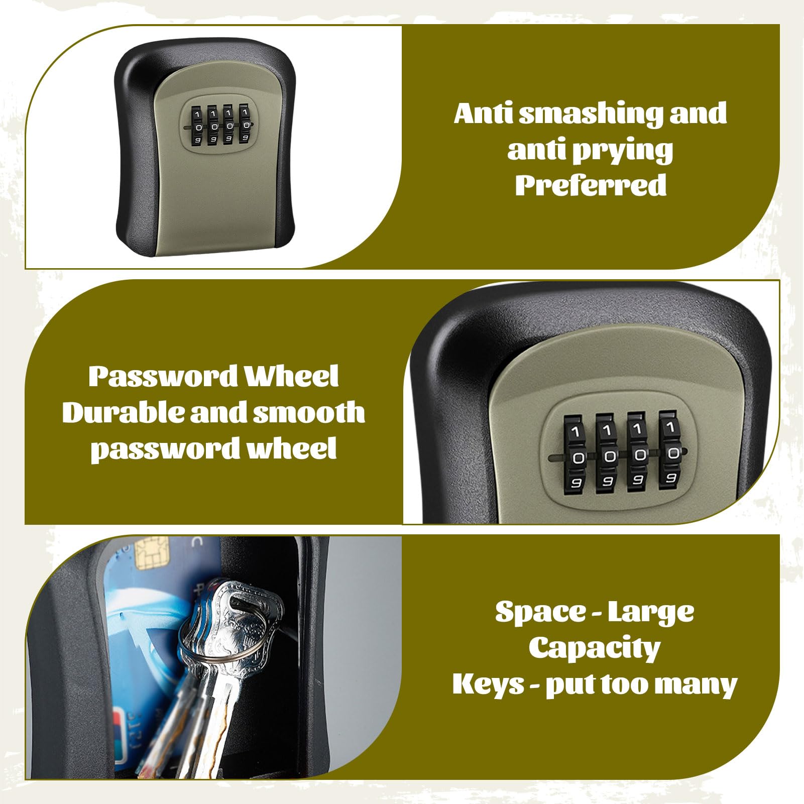 Key Safe Wall Mounted Outdoor,Waterproof Key Lock Box Outdoor,Key Lock Box with 4 Digit Combination for Home/Office/Garage/Security Safe Box - Image 4