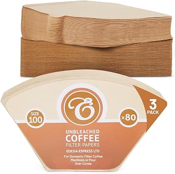 240 Size 100 Coffee Filter Paper Cones, Unbleached for Melitta Aromaboy by EDESIA ESPRESS