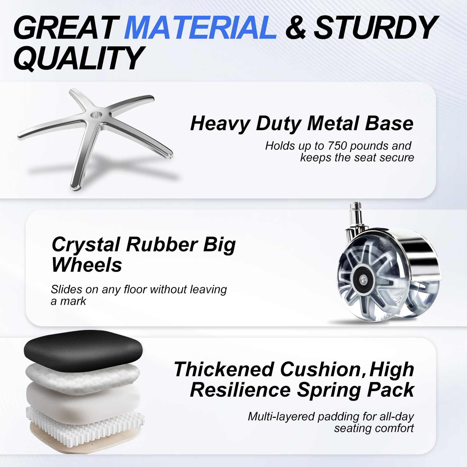 Big and Tall Office Chair 650lbs Heavy Duty Office Chairs with Dual Rubber Wheels Extra Wide Desk Chair — view 6