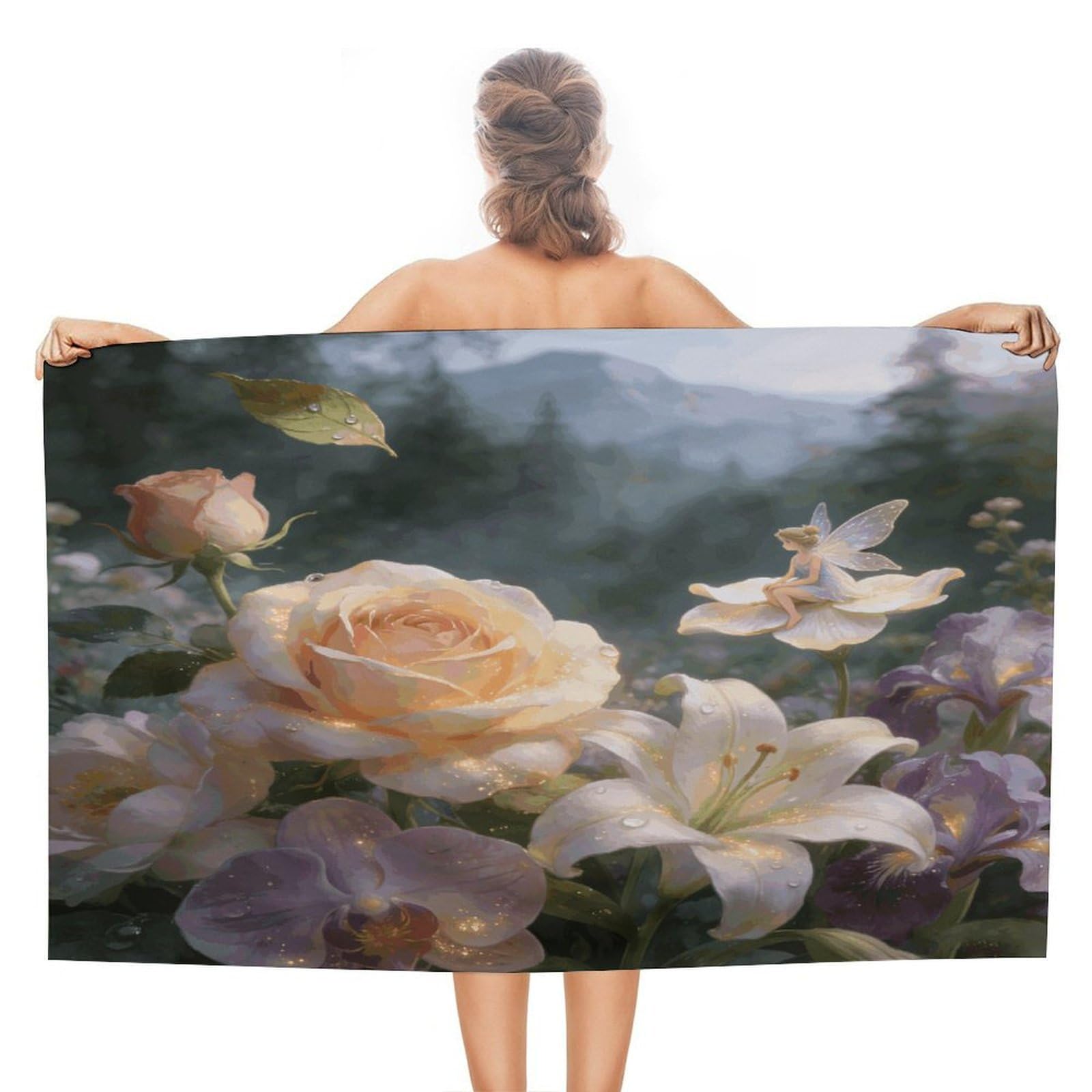 LZQPOEAS Floral Fantasy Beach Towel 51x31 Inch Oversized Soft Bath Towel Luxury Plush Thick Hotel Swim Pool Towels Super Quick Dry Travel Towels for Camping Gym Sports Yoga