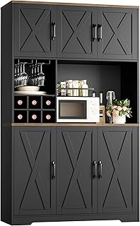 HOSTACK Kitchen Pantry Storage Cabinet, 71" Tall Food Pantry Cabinet with Microwave Stand, Farmhouse Kitchen Hutch, Coffee...