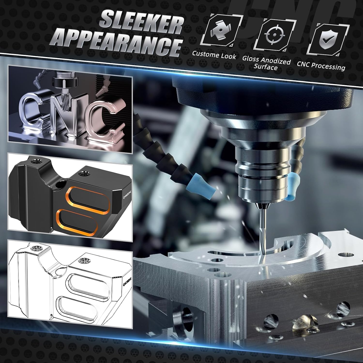 NICECNC Orange Rearward Handlebar Risers Aluminum Compatible with Harley Sportster S RH1250S 2021-2024