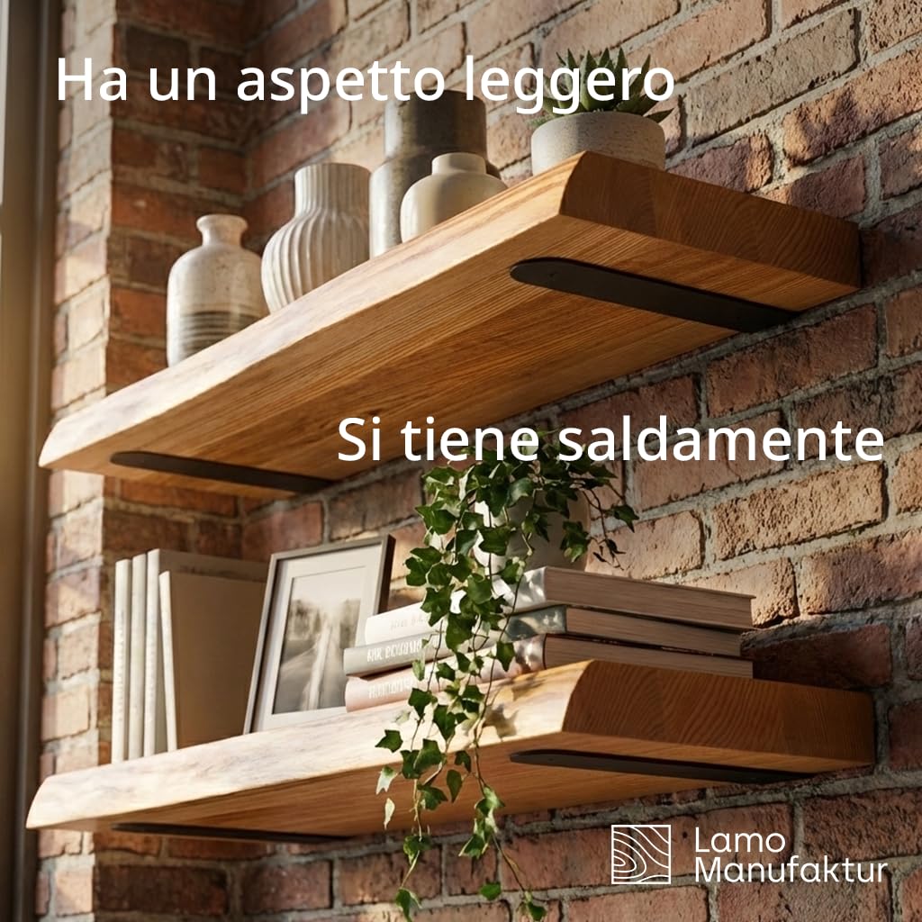 LAMO Staffe per mensole da muro 30 cm 4 pz. nere - Supporti per mensole, staffe a l, reggimensola a scomparsa, angolari metallo - Supporto mensola per dispensa, officina, guardaroba