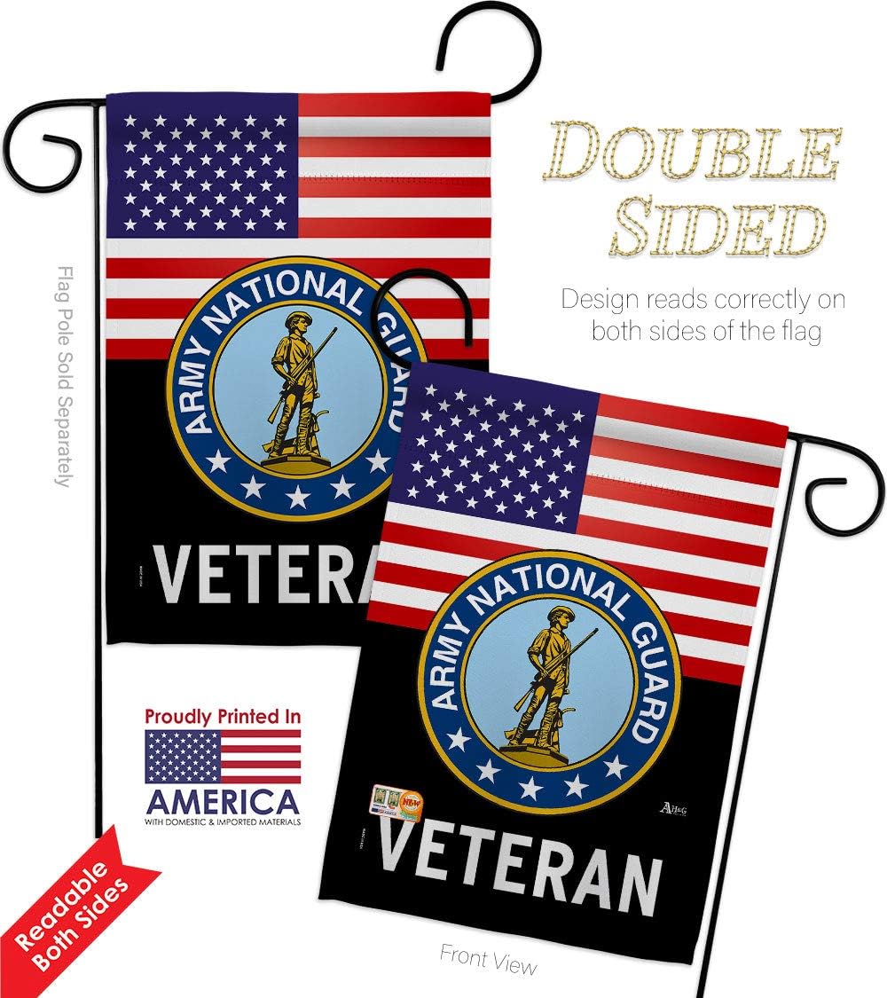 US Army National Guard Veteran Garden Flag Set Wall Holder Armed Forces ANG United State American Military Retire Official Small Decorative Gift Yard House Banner Double-Sided Made in USA 13 X 18.5