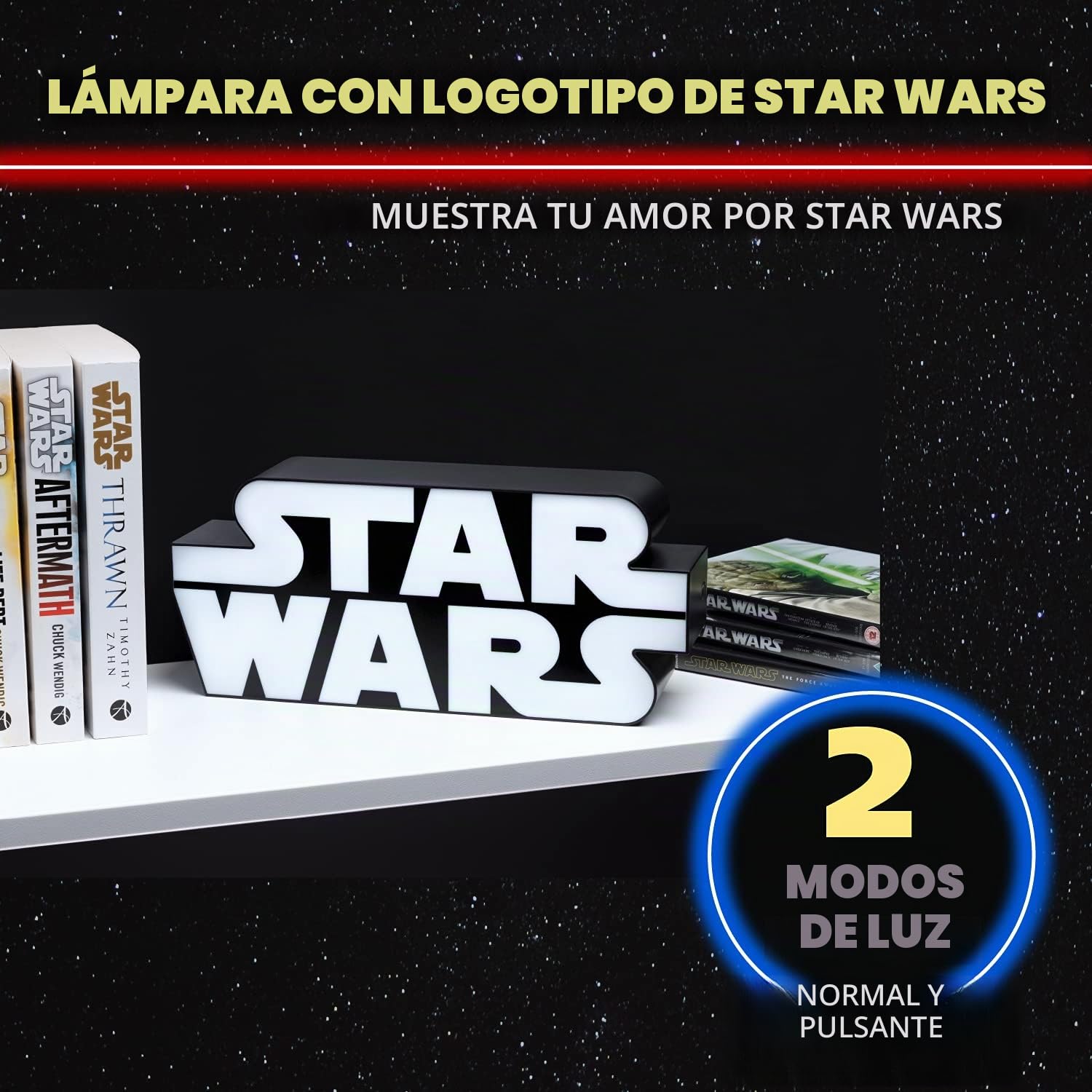 Paladone Lámpara Logo Icónico Star Wars - Producto oficial, regalos para niños y hombres, accesorios para habitaciones, lámpara de escritorio