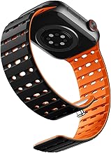 Bandletic Silicone Magnet Band for Apple Watch - Summer Non-stuffy Sports Band 42mm 44mm 45mm 46mm 49mm Breathable Sweatproof Lightweight 2 Color Design Replacement Band Series Ultra2/Ultra/SE2/SE/10