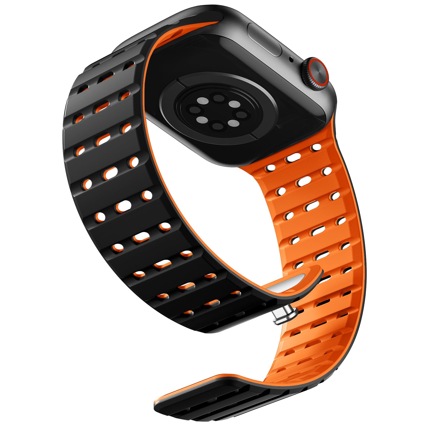 R-Lite Fit Magnetic Watchband Compatible with Apple Watch Ultra 2/Ultra Band 49mm/46m/45mm/44mm/42mm(3/2/1) for Men Women, Rugged Silicone Sport Strap for iWatch SE2/SE/10/9/8/7/6/5/4