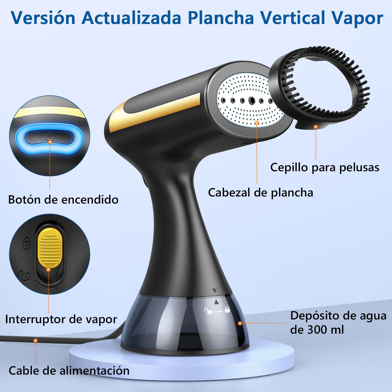 Plancha Vertical Vapor, 1500W Plancha Ropa Vertical, 25s Calentamiento Rápido Ferro a Vapor Vertical, 300ml Plancha Vapor Vertical Viaje Adecuado para el Hogar, la Oficina y los Viajes