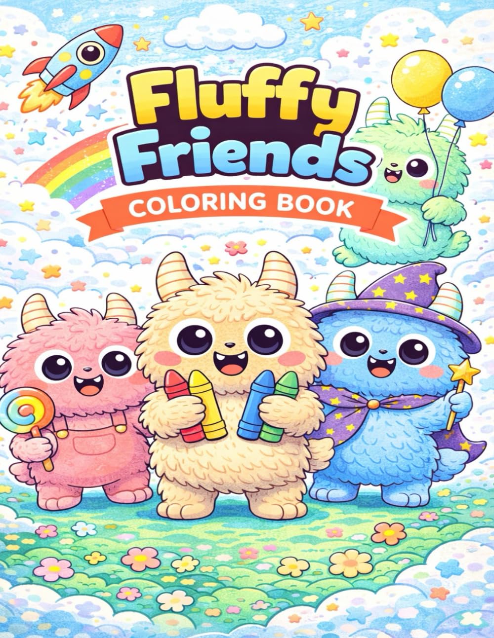 Fluffy Friends Coloring Book for Kids Cute Creatures, Fun Games & Creative Doodle Pages: A Cute Coloring & Activity Book with Fluffy Characters, ... Games & Creative Fun for Kids Ages 4–8