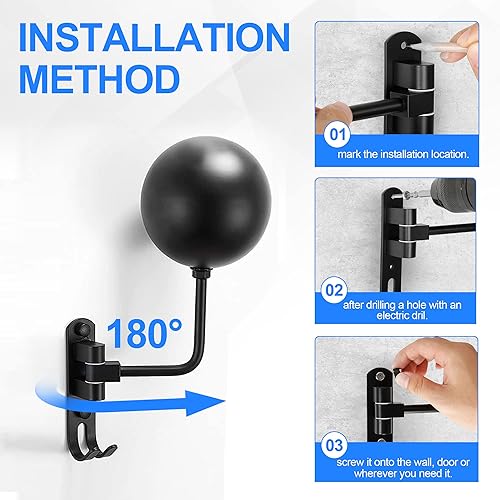 Miniatura 5 de Soporte para casco de motocicleta, 2 unidades, gancho de rotación de 180 grados, para chaqueta, soporte de pared con 2 ganchos, colgador de casco