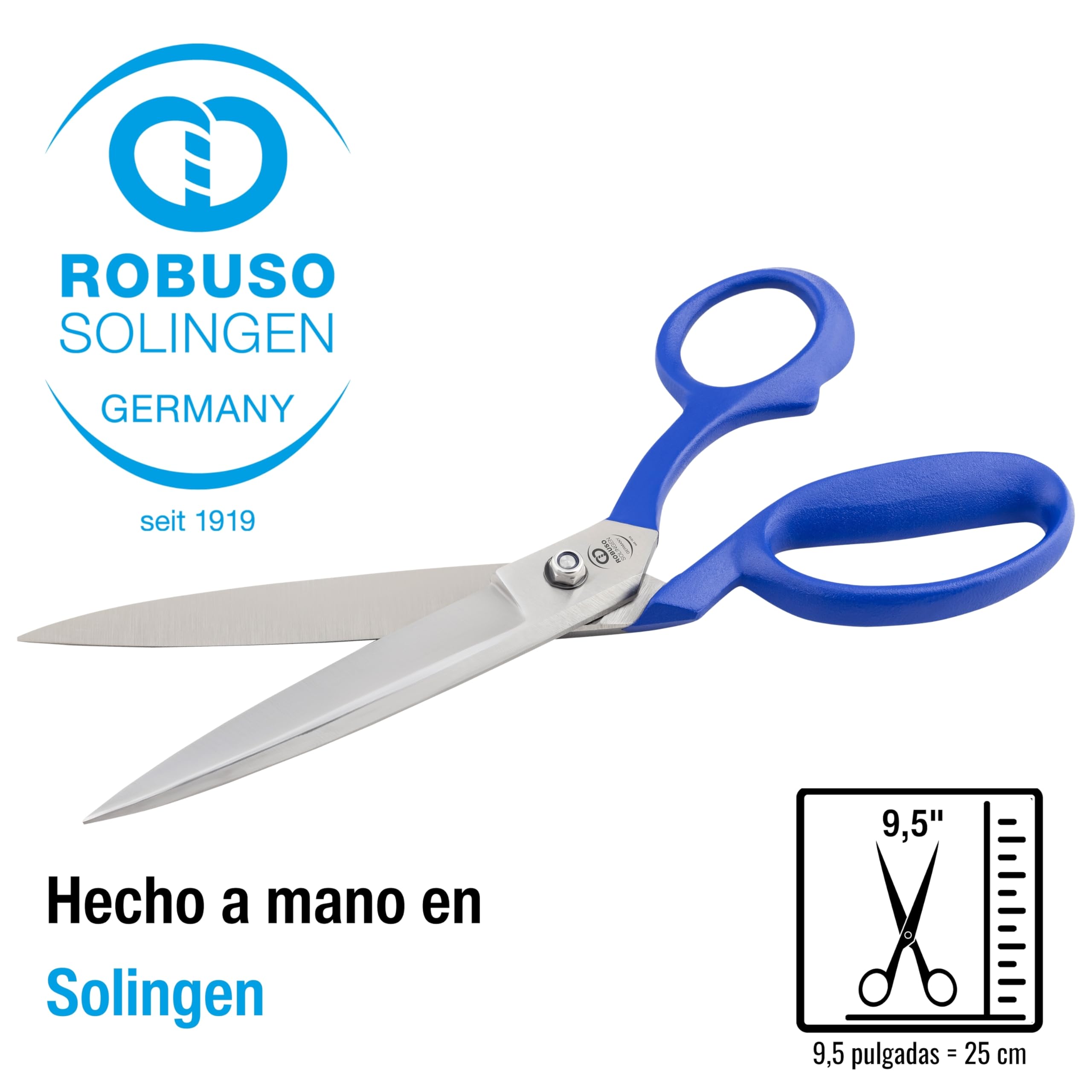 ROBUSO Tijeras de corte profesionales, para fibra de vidrio y carbono, Kevlar, Twaron y Dyneema, acero al carbono C60, forjado y endurecido, fabricado en Solingen, 25 cm – 9,5 pulgadas