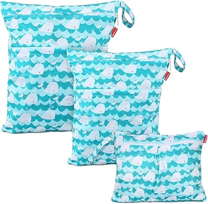 Amazon Damero 防水バッグ オムツポーチ 3点セット かわいい 多機能 オムツ 着替え 水着 お風呂用品 タオル 食事セット入れ クリスマス プレゼント S M L かわいい鯨 おむつポーチ ベビー マタニティ 通販