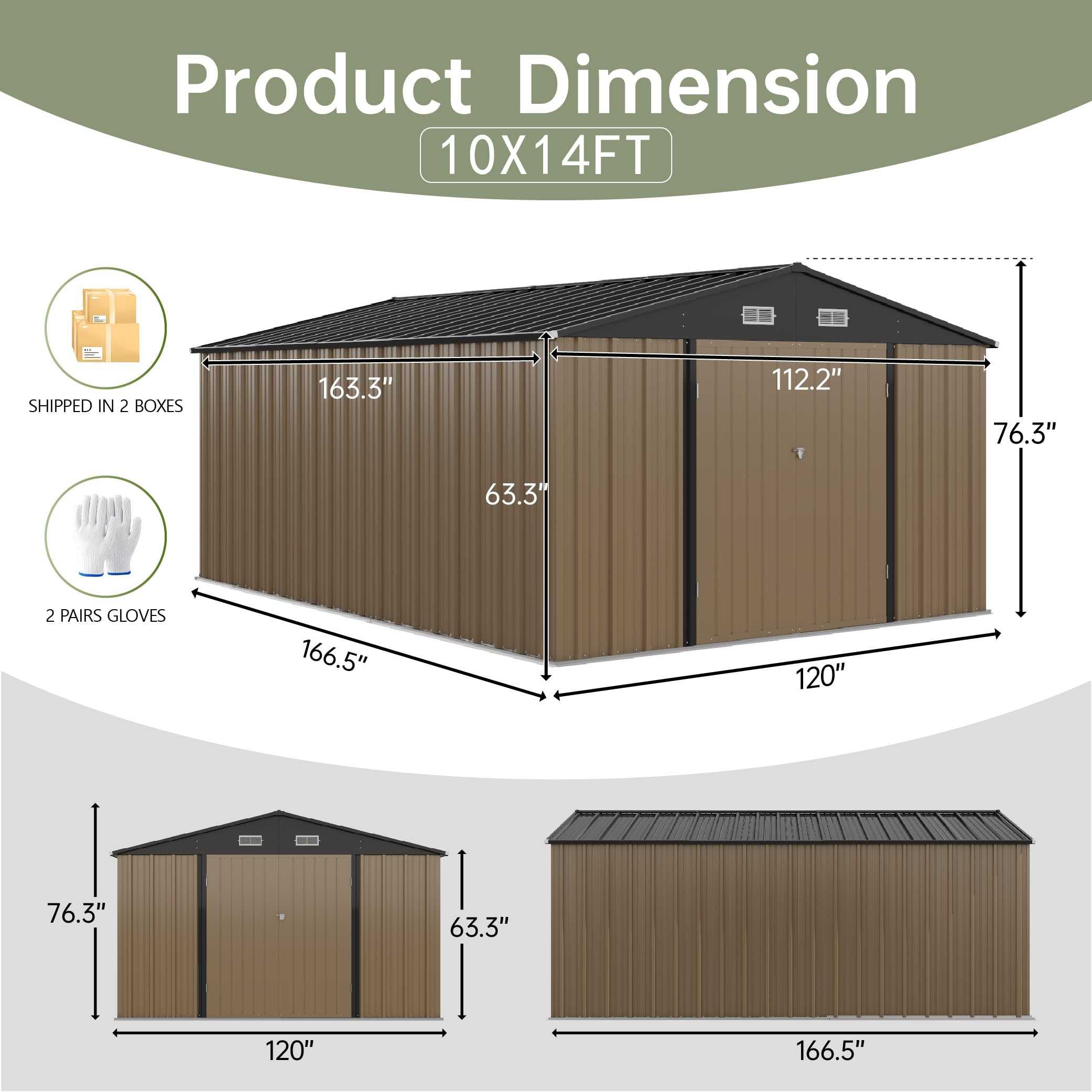 Amazon.com : Devoko 10x14 FT Outdoor Storage Shed, Large Metal