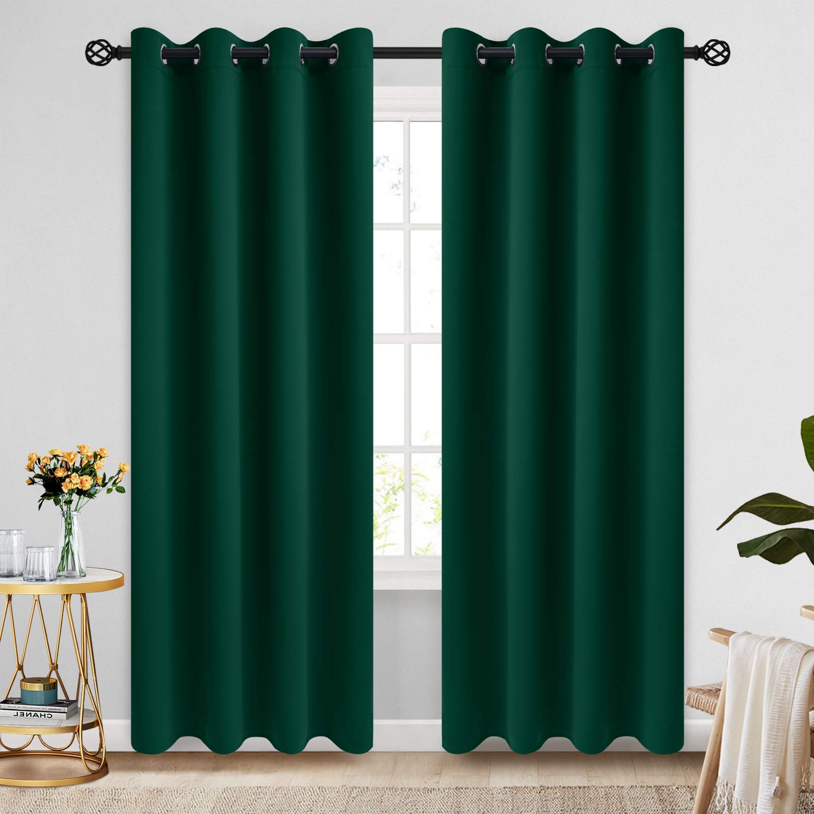 COSVIYA Grommet Blackout Room Darkening Navy Blue Curtains 63 inch Length,Thick Polyester Light Blocking Insulated Thermal Curtain Drapes for Bedroom/Living Room,2 Panels,52x63 inches โ image 1