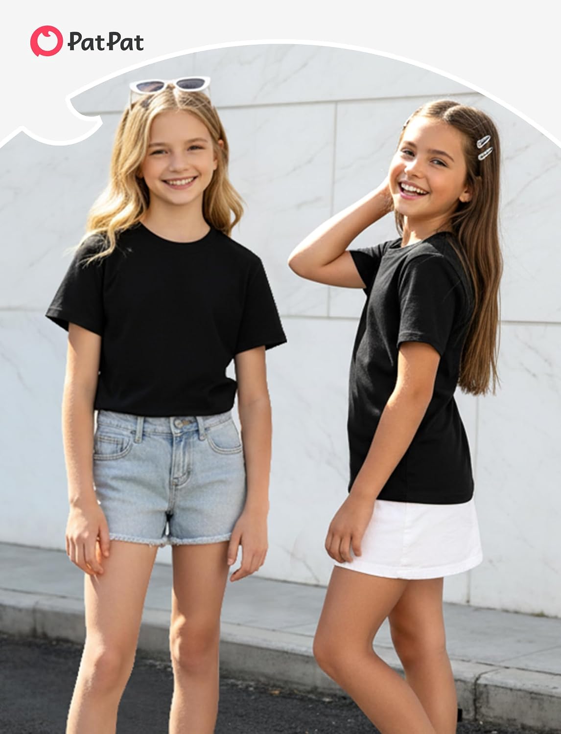 PATPAT Girls Cotton T Shirt, Crewneck Short Sleeve Tops Tees, 5-16 Years