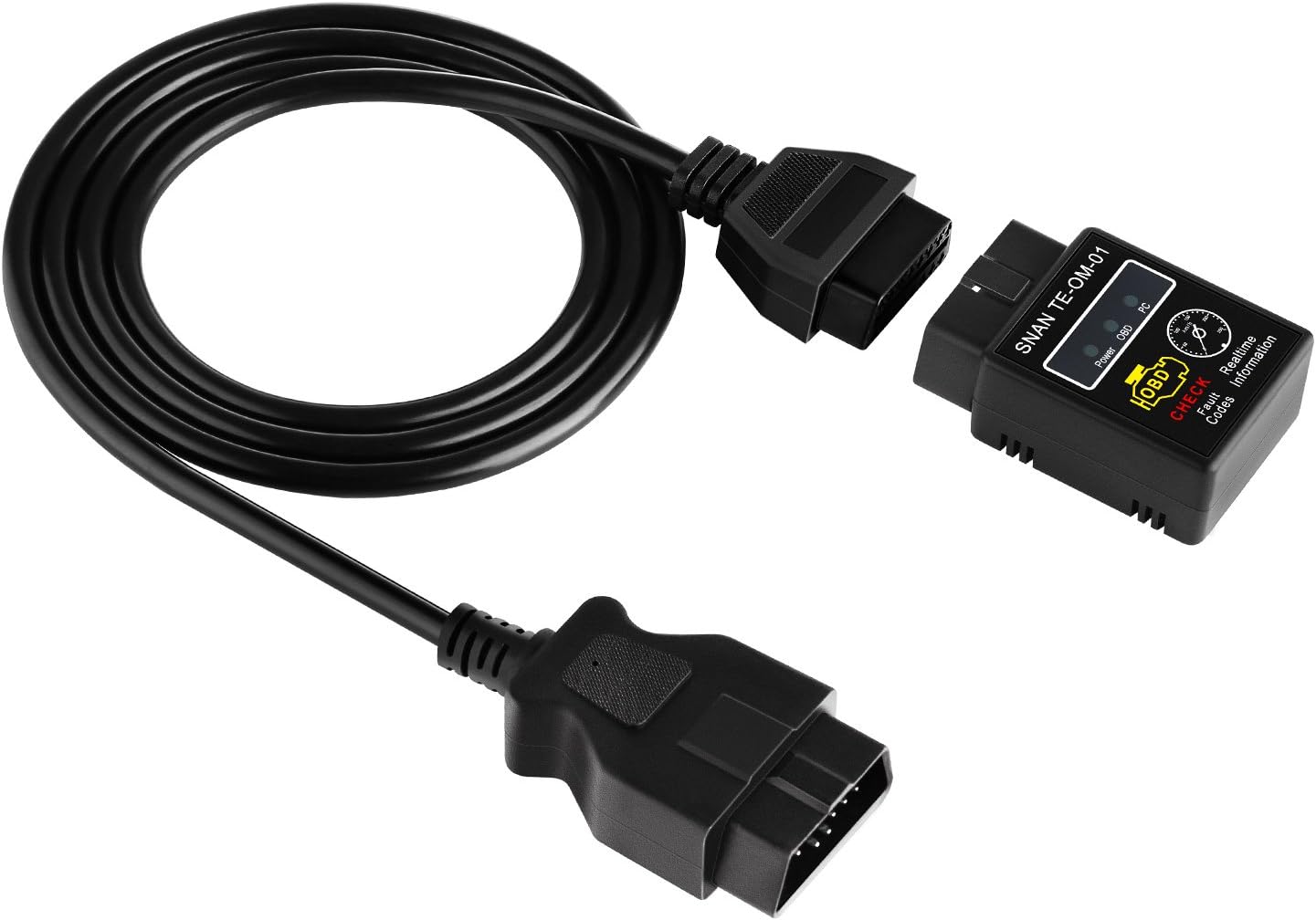 Bluetooth OBDII Car Diagnostic Scanner for Android Devices Scan Tool Car Code Reader with 5ft Extension Cable