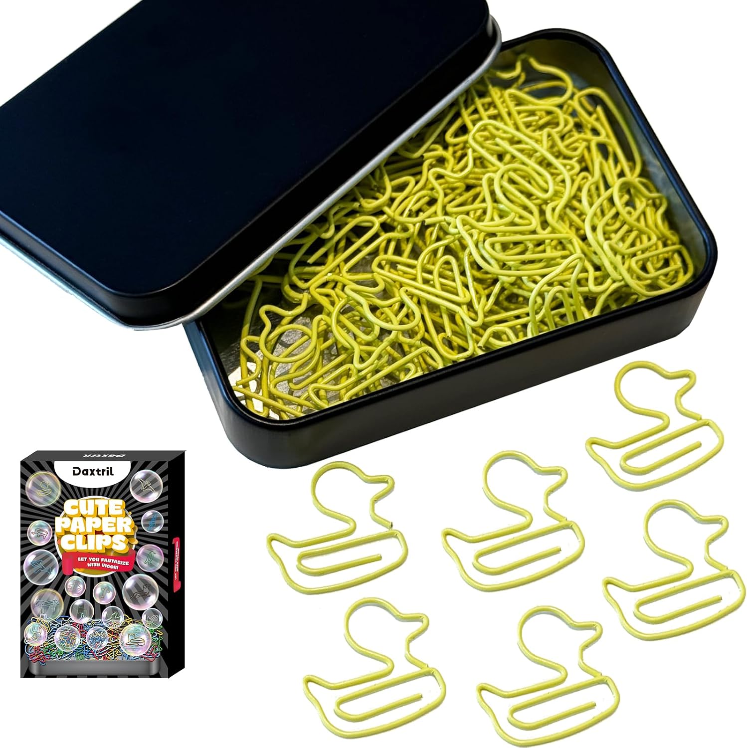 Cute Paper Clips, 60PCS Duck Shaped Paper Clip Bookmark Small Gifts