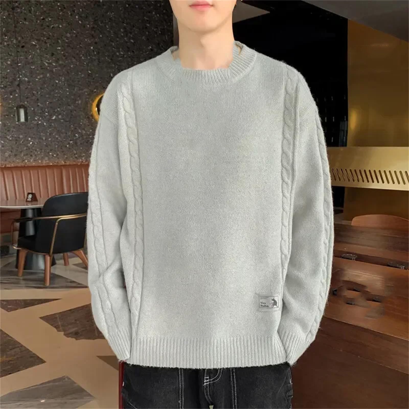 Maglione giallo Uomini Inverno Solido Maglioni di Lana Slim Fit Uomo Streetwear O-Collo Maglione Lavorato A Maglia Retrò Pullover per Gli Uomini
