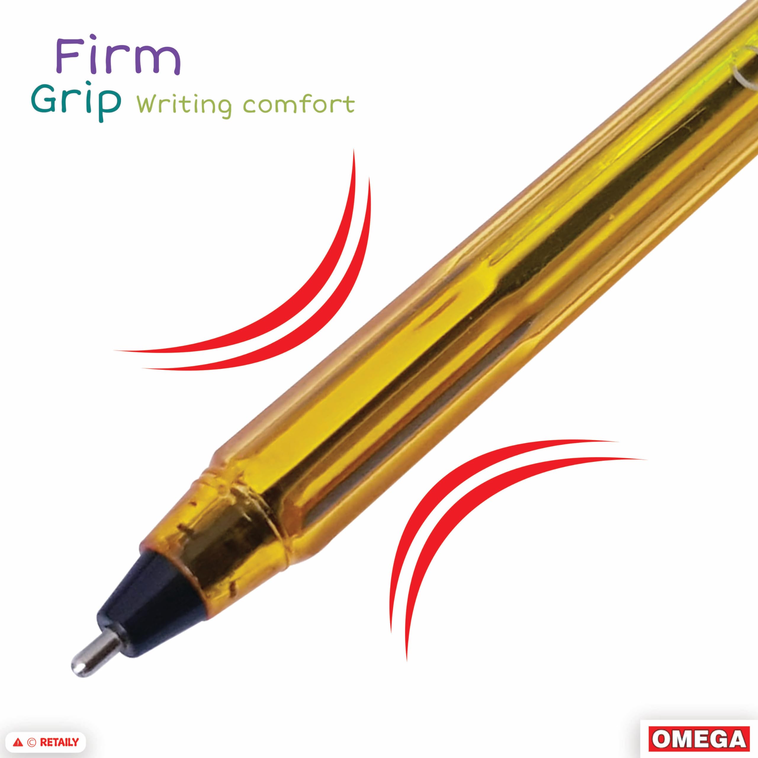 OMEGA Glory Ballpoint Pens, BLACK, Medium Point (1.0 mm), Pack of 50, Multipack, Smooth Ball Pens - Image 3